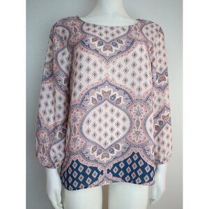 WOMEN'S PINK FLORAL BLOUSE - LILY BLACK - SIZE M